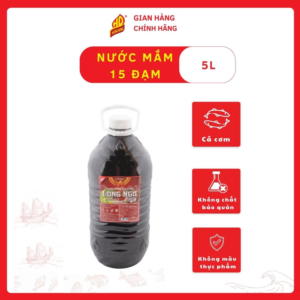 Nước Mắm Cá Cơm Long Ngư 15 Đạm Can 5l