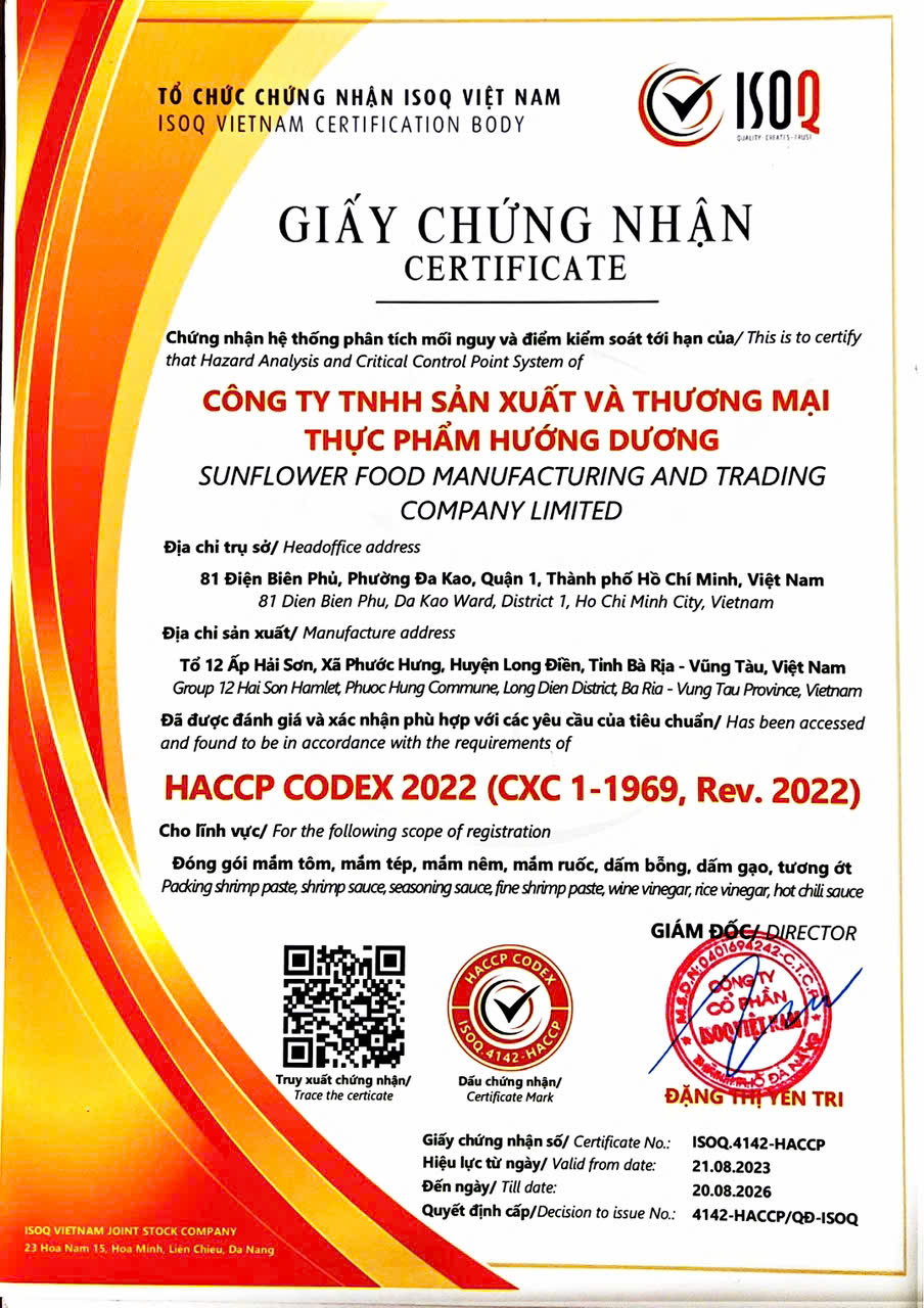 Lợi ích khi trở thành đại lý phân phối gia vị của Thực Phẩm Hướng Dương 3 Lợi ích khi trở thành đại lý phân phối - HACCP Codex 2022