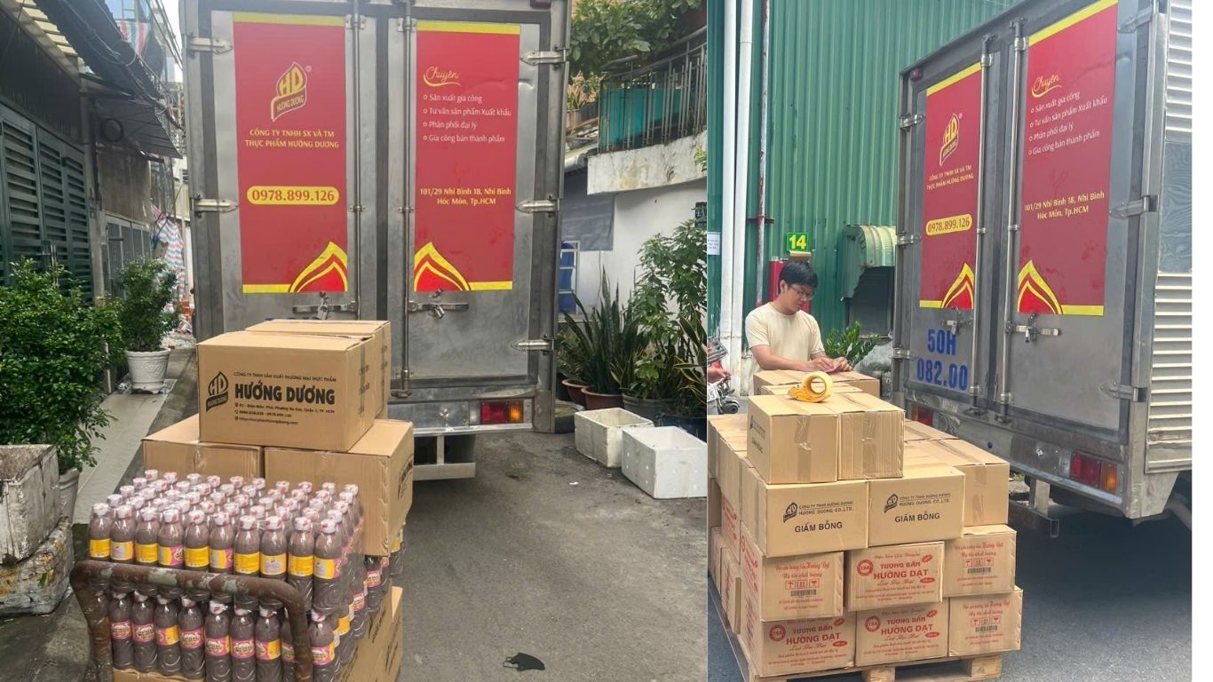 Nhân viên Hướng Dương giao hàng cho khách ở Quận 7 Nhân viên Hướng Dương giao hàng cho khách ở Quận 7