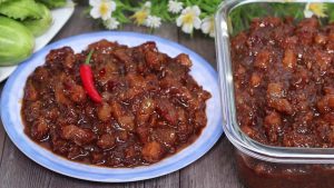 mắm ruốc xào thịt ba chỉ